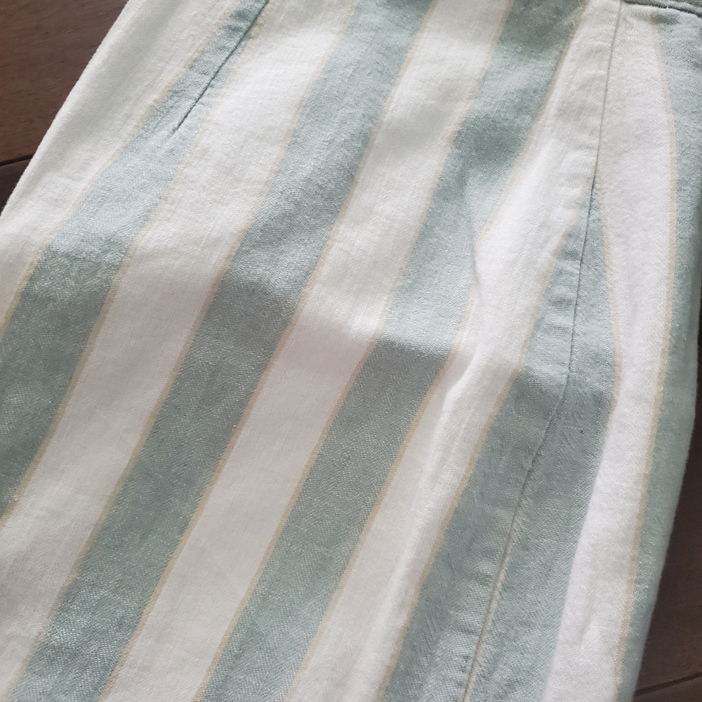 Abercombie & Fitch linen skirt with buttons size s green cream and white stripes - Picture 4 of 4